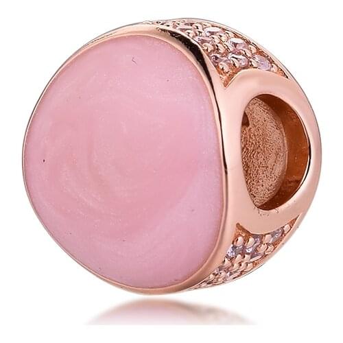 Woman DIY Charms Pink Swirl Charm Rose Gold Jewelry Fits Original Snake Chain Bracelets 2021 Valentines