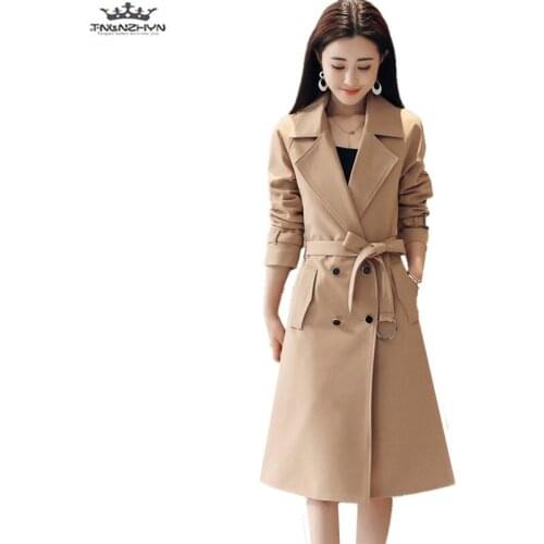 Tnlnzhyn 2019 New Spring Autumn Women Plus Size Trench Coat Fashion Double breasted Windbreaker Coat Medium long Outwear Y1142