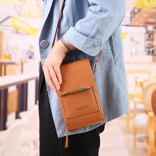 Women Transparent Touch Screen Phone Wallet Casual PU Leather Small Shoulder Bag Multifunction Crossbody Purses And Handbags