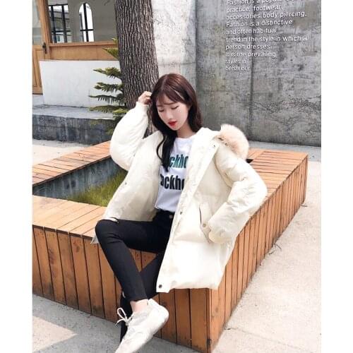 Winter Coat Women Loose Jackets 2021 New Korean Style Fashion Sweet Jacket Casual Hooded Fur Collar Warm Coats Y507