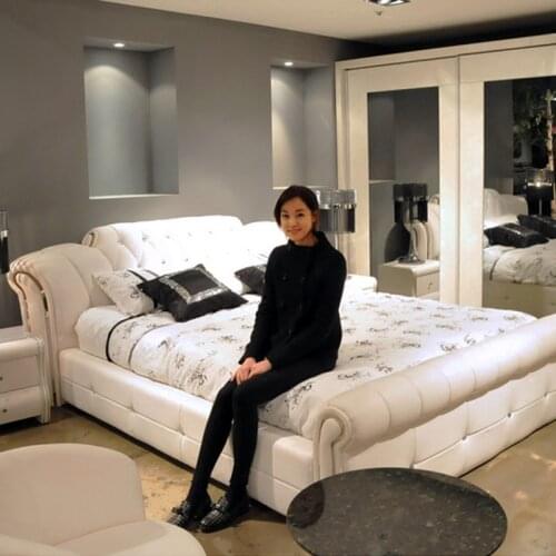 1.5 m 1.8 m white european leather bed for bedroom #CE-095