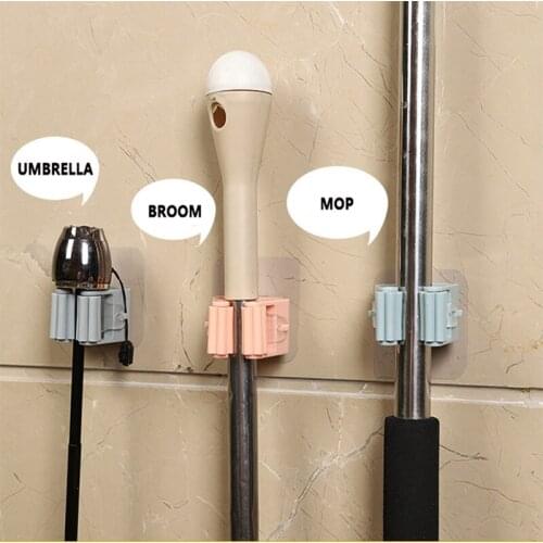 1PCS Wall Mounted Mop Clip Brushbroom Holder Organizer Rack Seamless Hook Kitchen Bathroom Storage Holder Rack Dropshipping