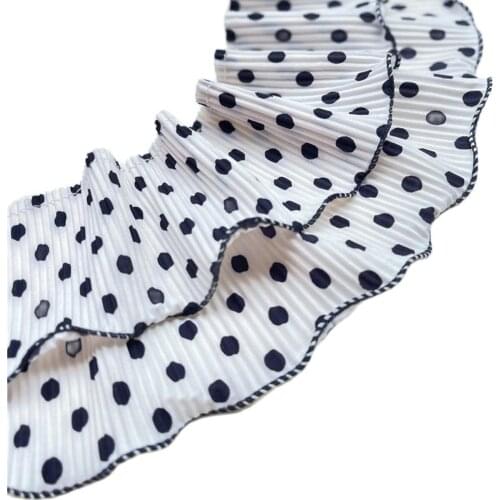 1Yards Elastic Lace Fabric Chiffon Material Wide 11.5cm Ribbon Dot Lace Collar Guipure Applique Sewing Trim Dress dentelle K07