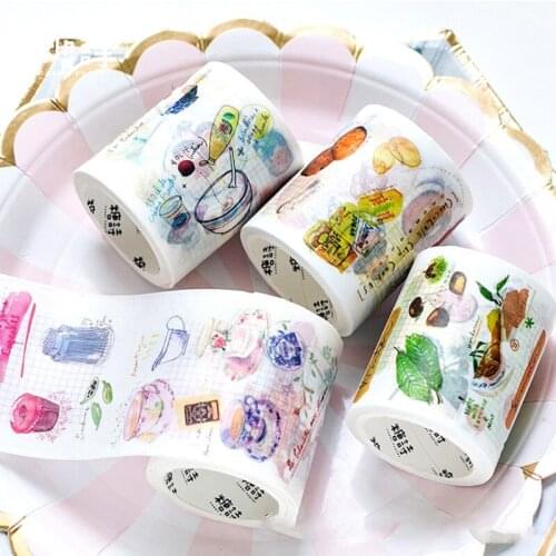 12pack Food Tape Roll funning creative hand painted stickers candy color Masking handmade cutting wholesale 5M