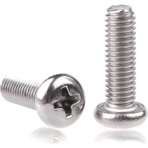 20PCS M2 M2.5 M3 M4 M5 304 Stainless Steel Cross Recessed Round Head Screws Phillips Screws 6-30mm