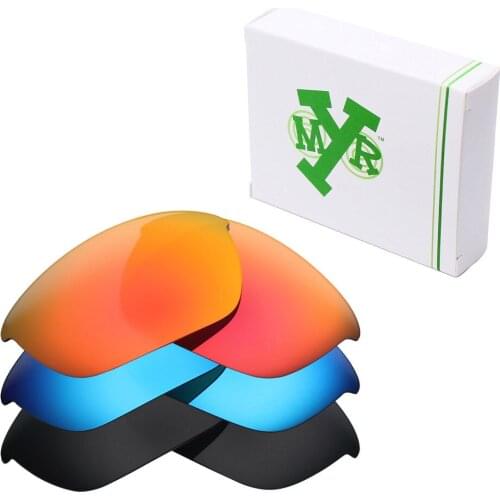 3 Pairs Mryok POLARIZED Replacement Lenses for Oakley Half Jacket 2.0 Sunglasses Stealth Black & Ice Blue & Fire Red