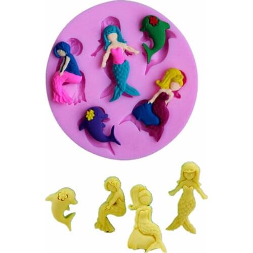 3D Mermaid Embossed Liquid Silicone Cake Mold Fondant Decorating Tools Soap Bar Mold Chocolate Baking Tool DIY Kitchen Cookware