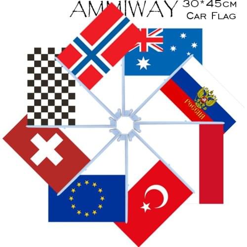 AMMIWAY 30x45cm Car Flags Australia Russia Russian Federation Indonesia Turkey United Nations UN Switzerland Racing Car Flags
