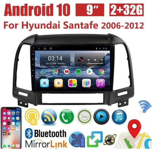 Car Radio For Hyundai Santafe 2006-2012 Octa Core Android 10 Car DVD GPS Navi Touch Screen Player Car Stereo Headunit Radio