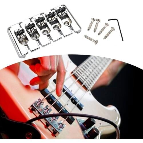Bass Guitar Bridge Anti-rust Replacement Metal Wear-resistant 5 String Fixed Saddle Bass for Beginner