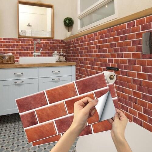 Home Decor Vintage Brick Waterproof Self Adhesive Vinyl Wall Sticker Tiles Peel and Stick Backsplash Kitchen Bathroom Wallpaper