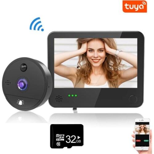 1080P HD Peephole Viewer Tuya WiFi Smart Video Doorbell Peephole Viewer 170 Degree Door Viewer Remote Intercom Security Monitor