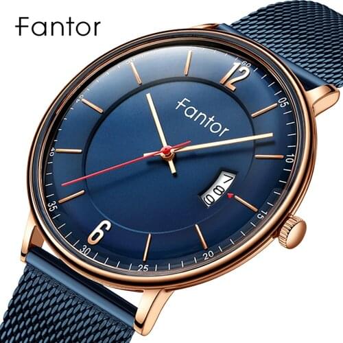 Fantor Minimalist Watch Men Luxury New Brand Classic Mesh Steel Quartz Wristwatch Mens Casual Waterproof Watches for Man