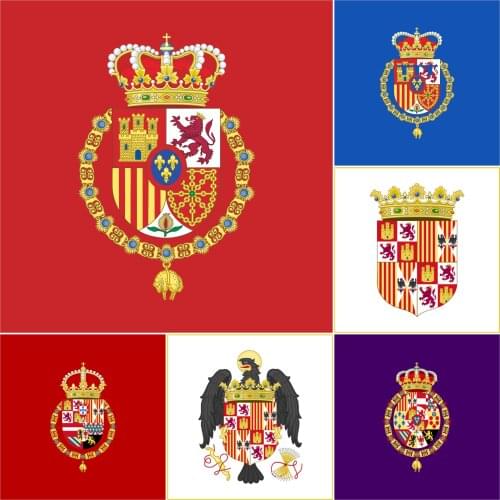 Spain Royal Standards (Common Use) Flag 4x4ft 120x120cm Polyester Estandarte Real De 1475-1492 Banner