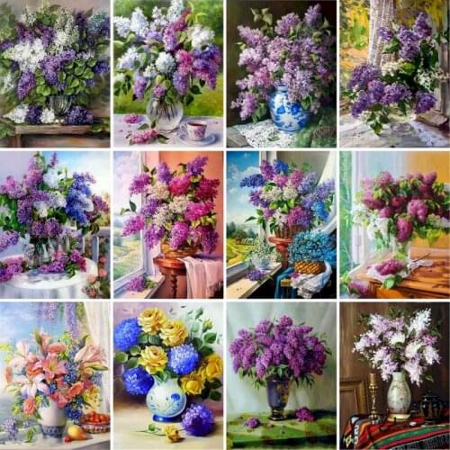 GATYZTORY Frame DIY Painting By Numbers Flowers Handpainted Acrylic Paint On Canvas Unique Gift For Home Wall Decor