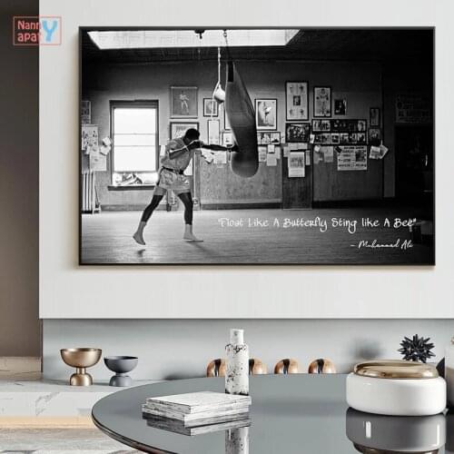 Gym Wall Art Decorative Painting Sports Sandbag Black And White Poster Print Quote Inspirational Pictures Modern Home Decoration
