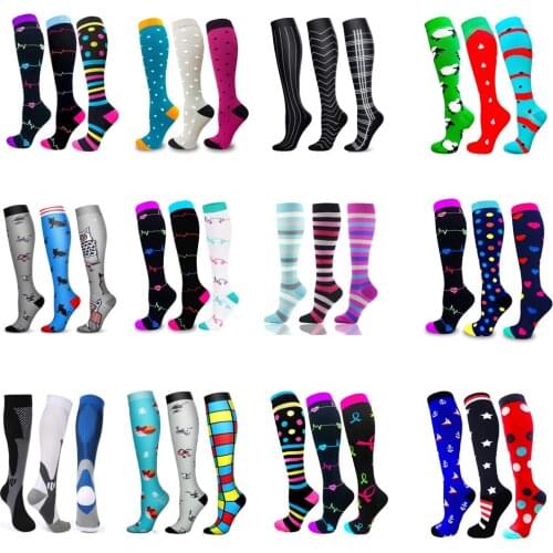 Compression Socks Fit Edema Diabetes Varicose Veins Outdoor Running Cycling Long Pressure Stockings