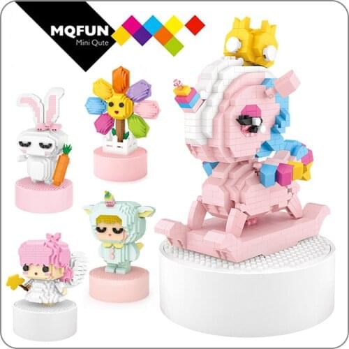 LOZ small particles assembled building blocks Animal Angel Rabbit unicorn Horse music box children creative educational toys