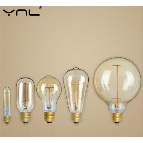 Retro Edison Bulb E27 220V 40W Incandescent Filament Light Bulb ST64 G80 G95 G125 Vintage Restaurant Indoor Decoration Lighting