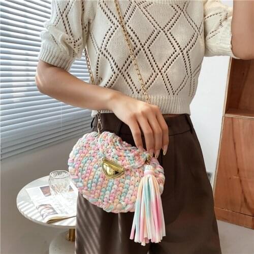DIY woven peach heart small bag new sweet girly style handbag women shoulder messenger bag female crossbody bags