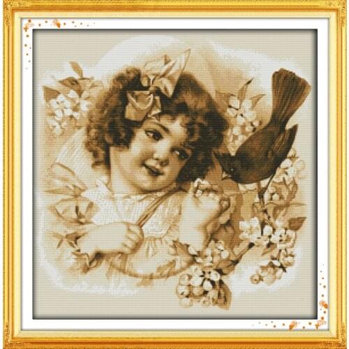Lovely girl(2) cross stitch kit people 18ct 14ct 11ct count print canvas stitches embroidery DIY handmade needlework