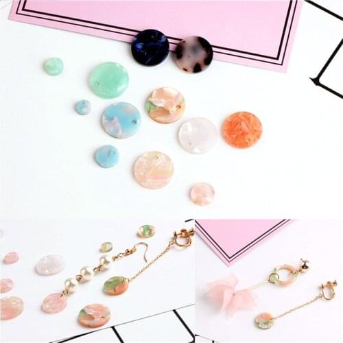 Trendy New 50PCs Acetic Acid Acrylic DIY Jewelry Findings Ornament Accessories 17MM Round Plastic Charms Fit Girls Earring Decor
