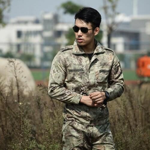 Spring autumn men women camouflage military training tactical shirt pants suits outdoor hiking climbing quick dry tops trousers