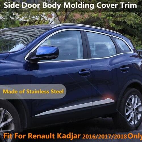 Stainless Steel New Style Side Door Body Molding Cover Trim 4 Pcs / Set For Renault Kadjar 2016 2017 2018