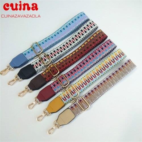 New Nylon/cotton Bag Strap Woman Colored For Crossbody Messenger Shoulder Bag Accessories Adjustable Embroidered Belts Straps