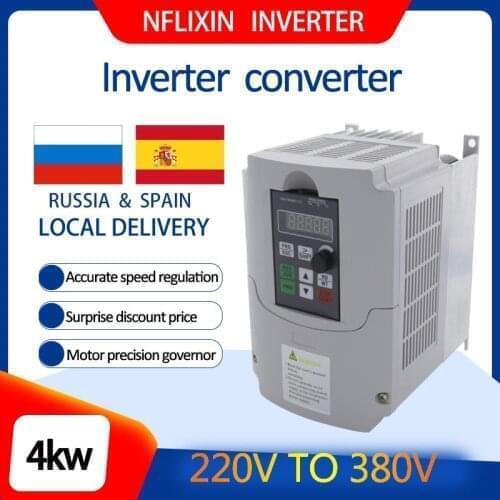 NFlixin Frequency Converter VFD Boost Converter 4KW Single phase 220v Input and three-phase 380V Output motor speed controller