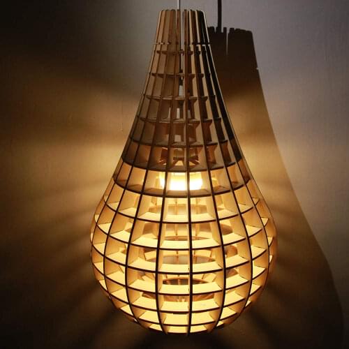 Novelty Light Bulb Shape Light Creative Cage Chandelier Lamp Clever Light Bulb Light Wooden Bulb Pendant LED Floor Lamp