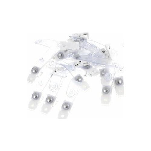 Office Plastic ID Card Name Tag Badge Strap Clip Adapter Clear Blue White 18 Pcs