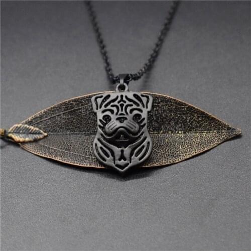 4 Colors Hollow Pug Charm Necklace Trendy Metal Dog Jewellery Pug Pendant Necklace Women Jewelery