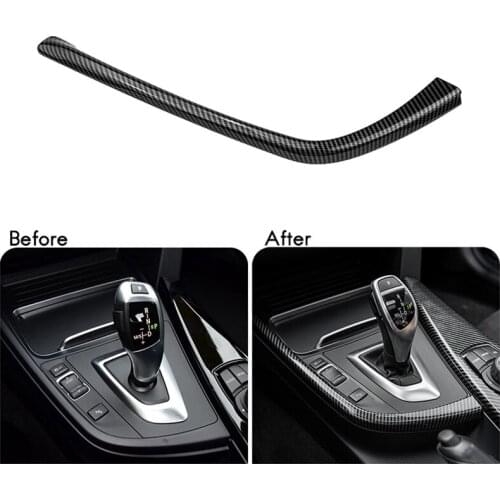 Carbon Fiber Car Gear Shift Panel Side L Shape Strips Trim Interior Modification for BMW 3 4 Series 3GT F30 F31 F32 F34