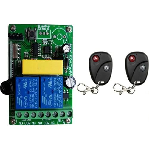 AC 220V 2CH 433MHz rf Remote Control Switch Wireless Relay Receiver Controller for Garage\ Door\ LED\ Bulb garage door opener