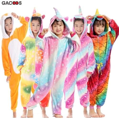Kugurumi Unicorn For Girl Pajamas Unicornio Cartoon Animal Onesie Kids Stich Panda Blanket Sleepers Boy Costume Jumpsuit Clothes
