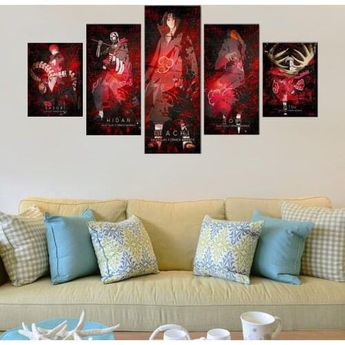5 Piece Wall Art Canvas Anime Manga Figure Pictures Akatsuki Posters And Prints Modern Home Bedroom Decoration Paintings