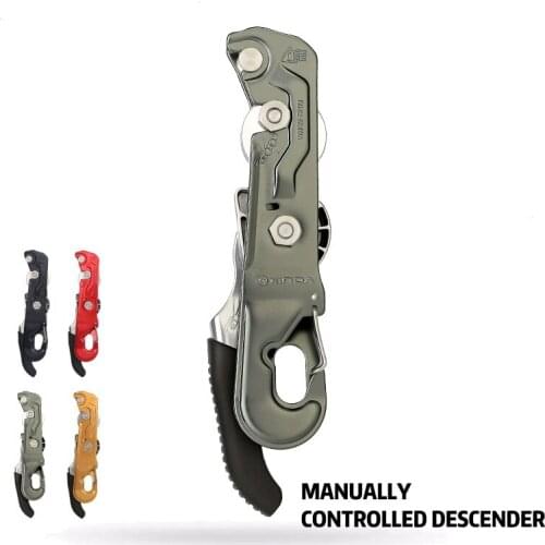 Professional Rock Climbing Descent device STOP Handle-Control Abseiling Device Downhill Descender Rappelling