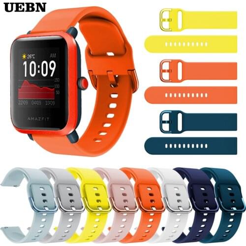 UEBN Sport Silicone Replaceable strap for Huami Amazfit Bip S band for Amazfit GTS GTR 42mm 46mm Stratos 3 Bracelet Watchbands