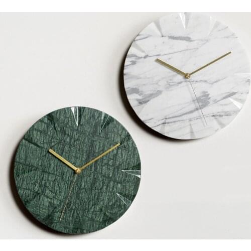 Carved Marble Clock Wall Timer Natural Stone Crafts Sample Room Clock Art Design Marble