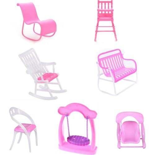 Pink Furniture Pretend Toy Accessories Portable Child Dining Chair Toy For Girl Doll Beautiful Clothes Shoes For Dolls House