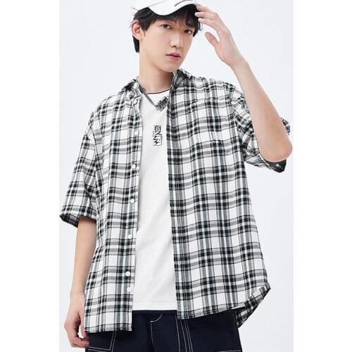SEMIR Short Sleeve Plaid Shirt Men 2021 Summer New Loose Plaid Shirts Youth Cotton Thin Style Trendy Clothing