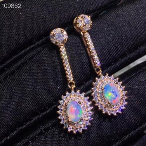 The best gift for engagement Natural and Real OPal Earring 925 sterling silver Fahshion Natural Real Opal Earring