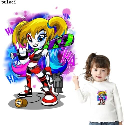 Pulaqi DIY Cartoon Unicorn Badge Iron On Transfers Patches For Clothes Stripe Iron Heat Transfer Vinyl Thermal Stickers Applique