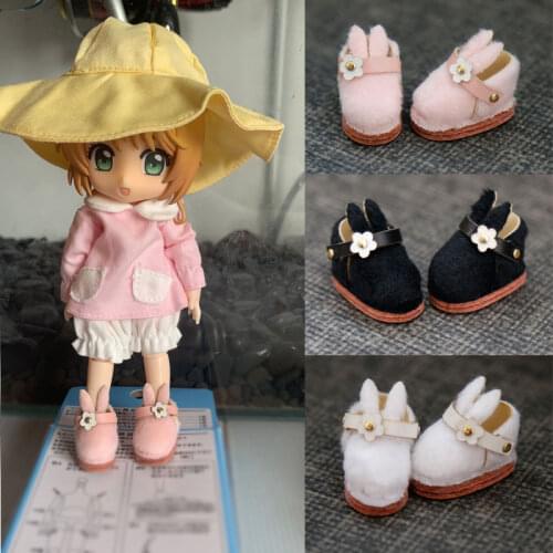 Ob11 baby shoes DDF Body9 white body cloth can wear lovely velvet rabbit shoes and boots doll shoes 3 color