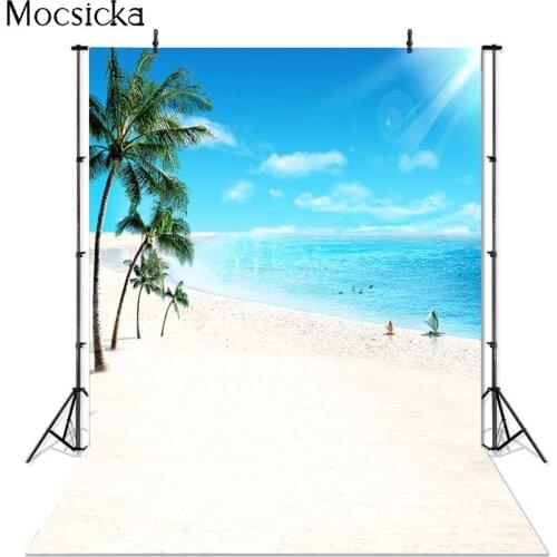 Vinyl Photography Background Computed Printed Ocean Beach Blue Sky Backgrounds for Photo Studio F-2651