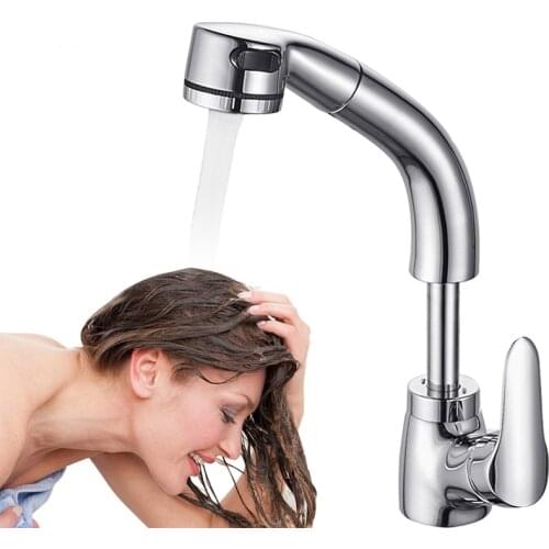 Zhangji Single Hole Pull Out Spout Chrome/Black Mixer Tap Brushed Nickel Kitchen Faucet 360 Degree Stream Sprayer Head