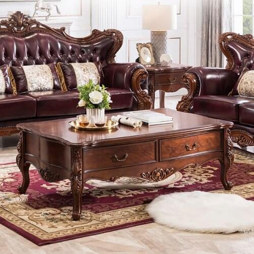 Furniture American Solid Wood Tea Table Living Room Simple Storage Rectangular Tea Table Retro European Coffee Table