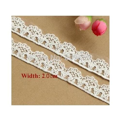 2yards/lot Width:2.0cm Vintage flower embroidered trimming lace White cotton lace for garment Scrapbooking (ss-2920)