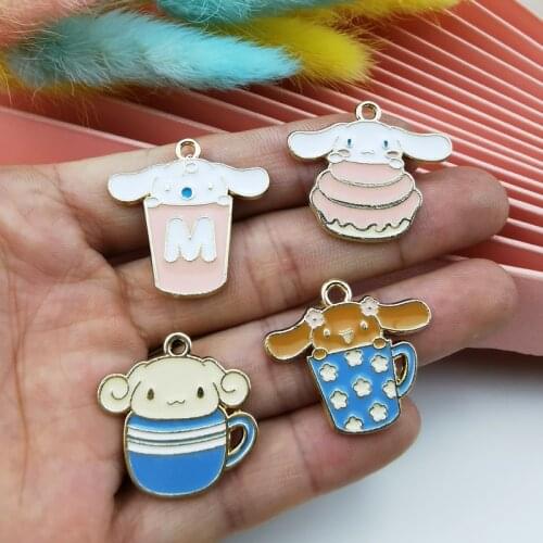 10pcs Lovely Teacup Dog Alloy Enamel Charms Drop Oil Cake Animals Pendants Earrings Dangle DIY Jewelry Accessories Phone Decor